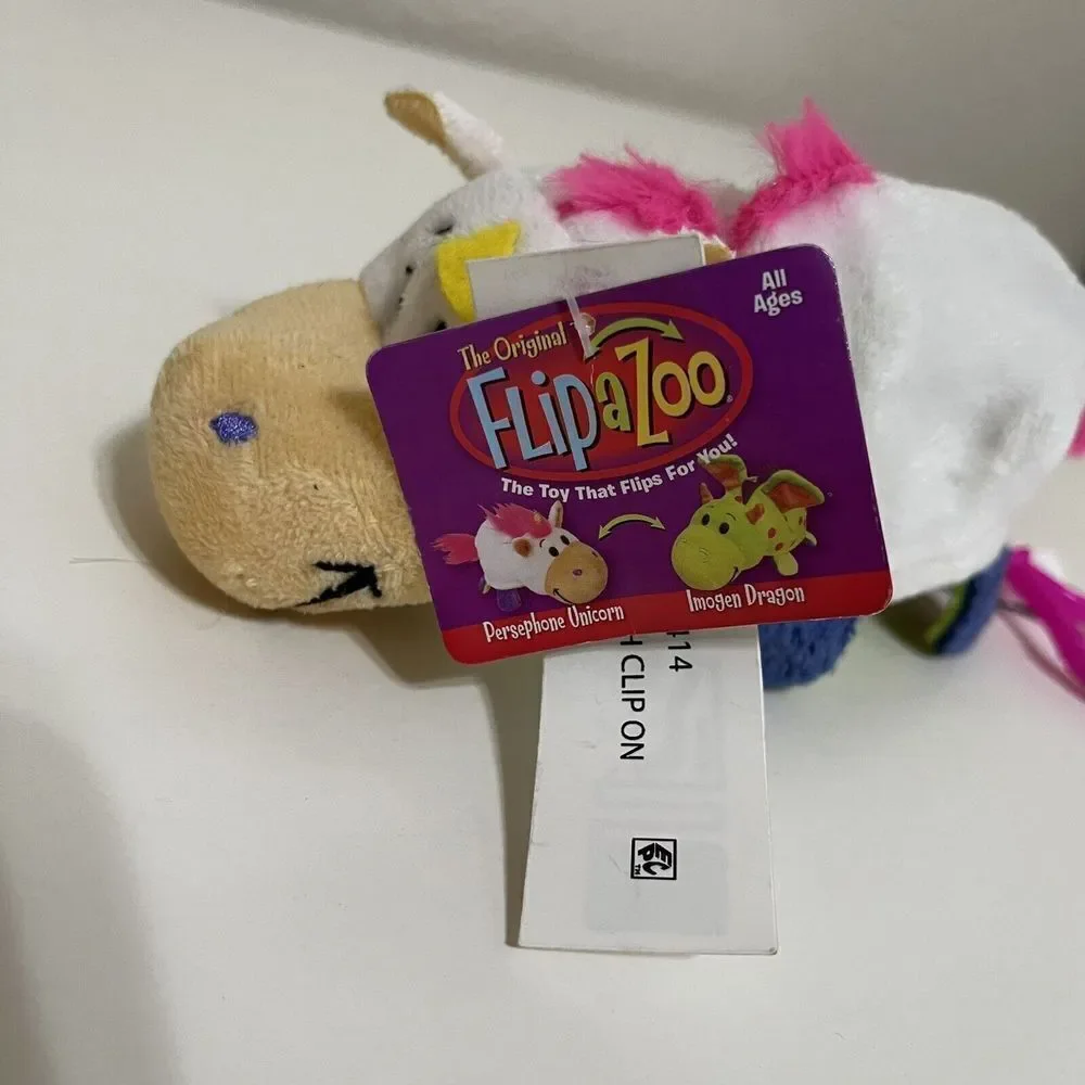 FlipaZoo Mini Persephone Unicorn to Imogen Dragon Clip On Keychain 5 in NWT